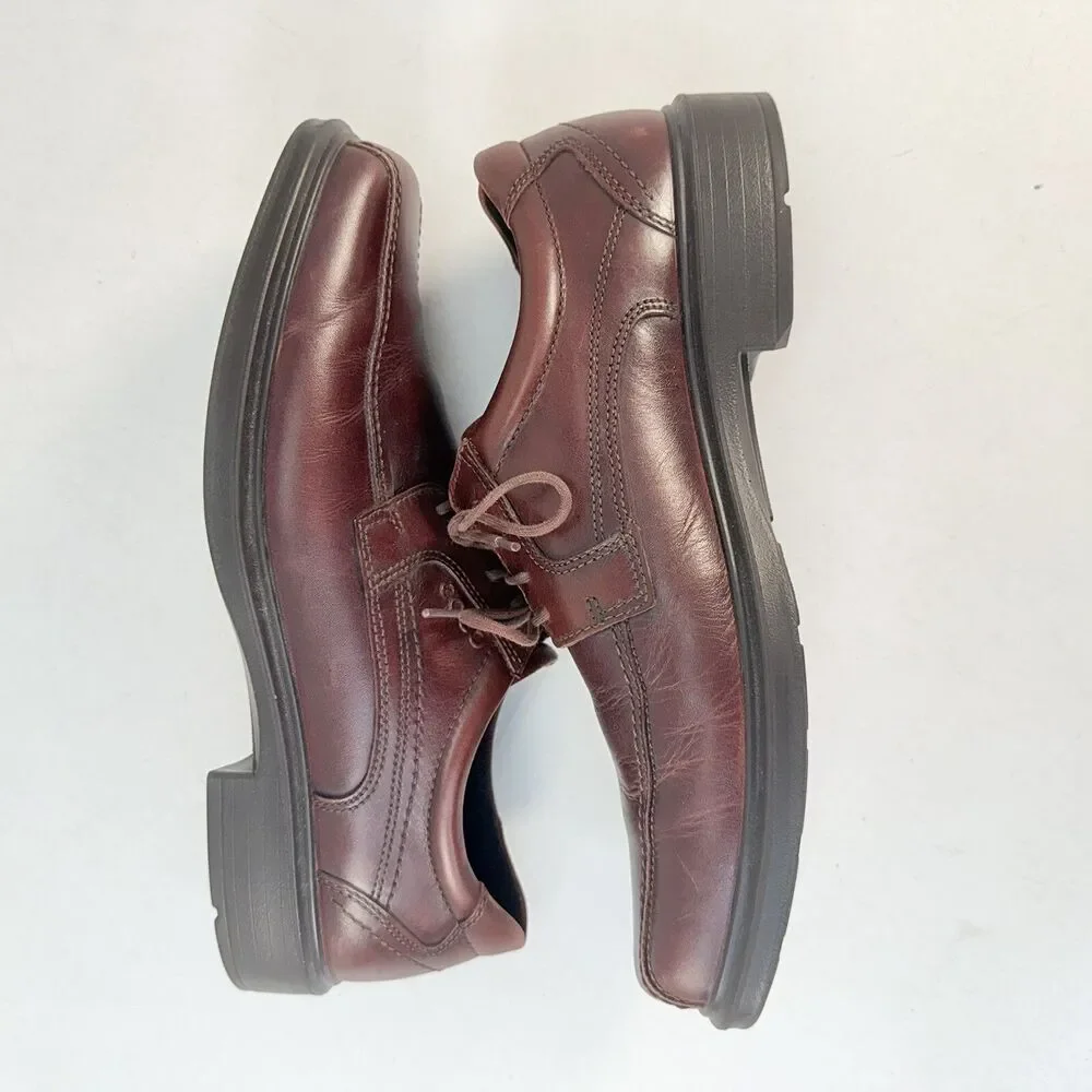 Ecco Shoes Mens 9.5-10 Helsinki Brown Leather Derby Comfort Casual Dress Shoe 43
